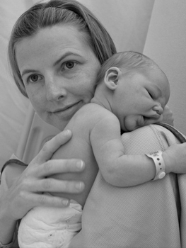 Mom with day old baby