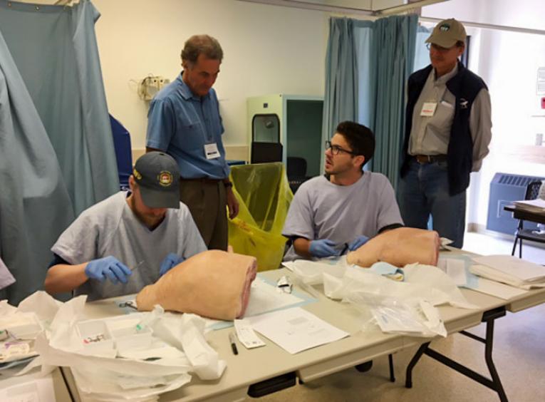 Physicians are learning tendon repair using pigs' legs.