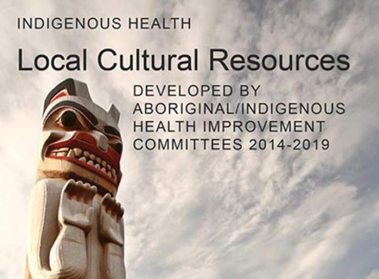 The Local Cultural Guide guide is pictured. The cover features a stunning image of a totem, as well as a wood building with Indigenous art on it.