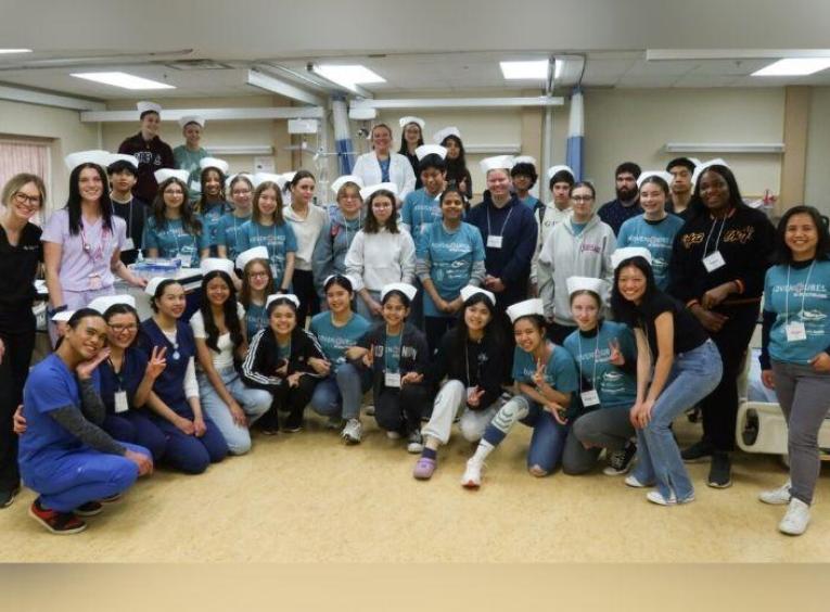 Students gather for a group photo